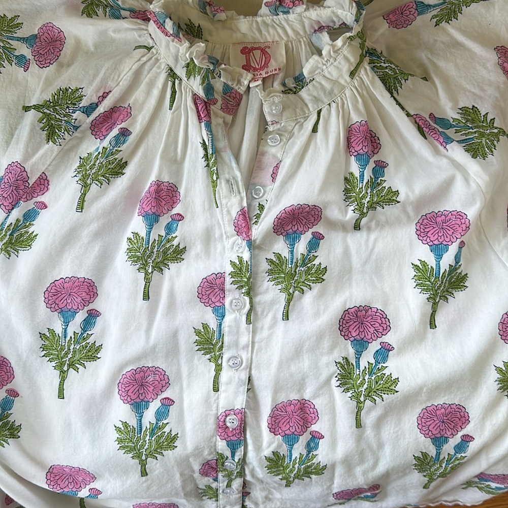 Victoria Dunn Flutter Sleeve Blockprint Top